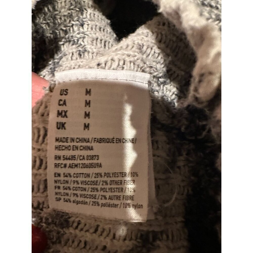 American Eagle Aztec Knit Hoodie Sweater Gray Men’s Size Medium Unisex Women’s L - Picture 8 of 9